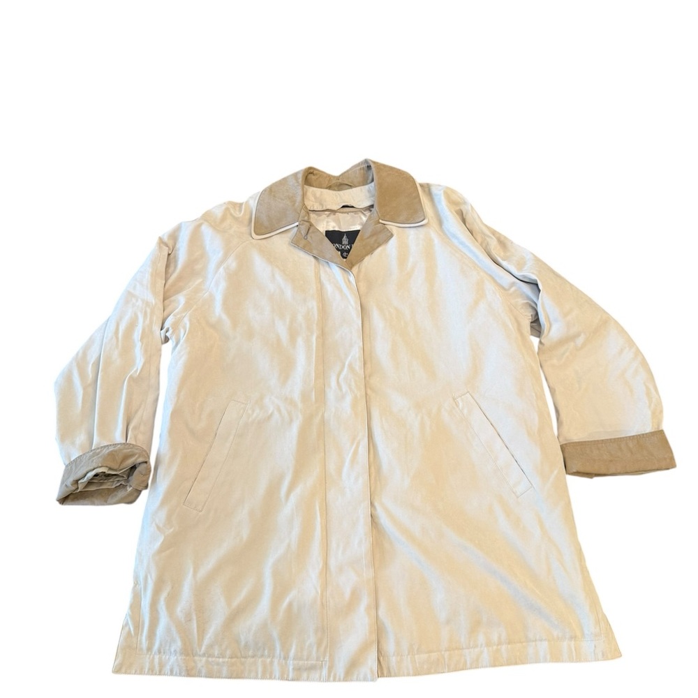 London‎ Fog Women's Coat Jacket Tan Softshell Button LARGE Removable Liner